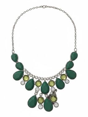 Lia Sophia Green and Lime Teardrop Statement Necklace and earrings